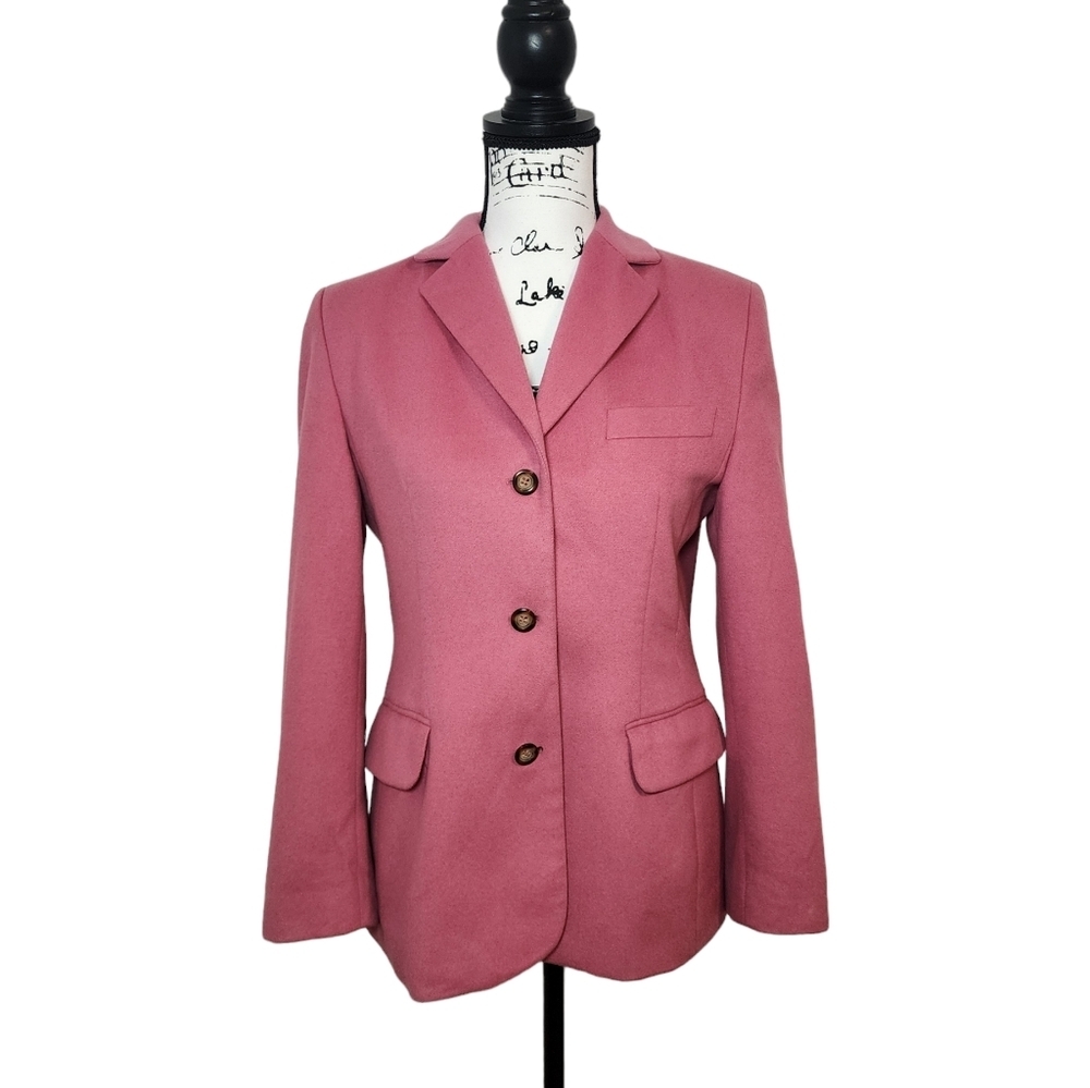 L.L. Bean Wool Cashmere button down work blazer jacket Pink Women's Size 4 P